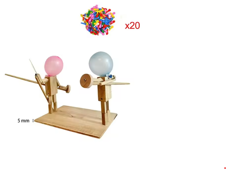 Handmade Balloon Heads Wooden Fighter Puppets